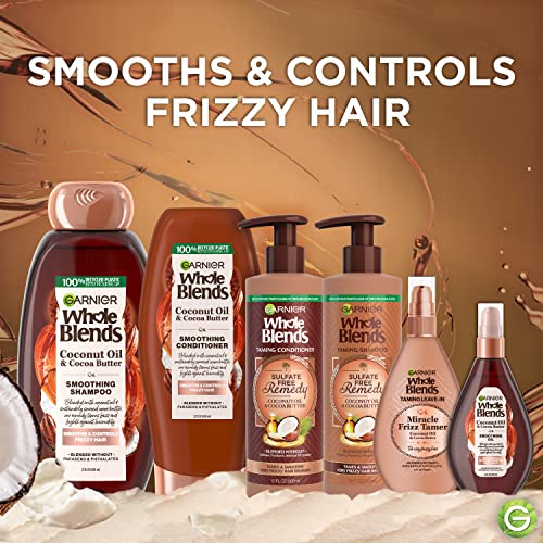 Garnier Whole Blends Coconut Oil & Cocoa Butter Smoothing Shampoo and Conditioner Set for Frizzy Hair, 22 Fl Oz (2 Items), 1 Kit (Packaging May Vary)