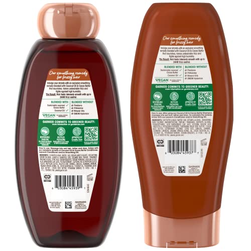 Garnier Whole Blends Coconut Oil & Cocoa Butter Smoothing Shampoo and Conditioner Set for Frizzy Hair, 22 Fl Oz (2 Items), 1 Kit (Packaging May Vary)