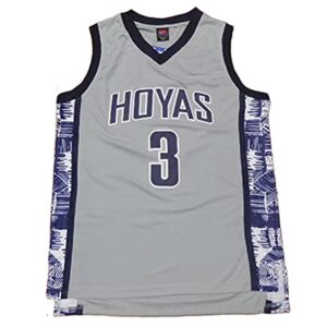 men's georgetown collegiate athletic #3 retro embroidered white basketball jersey- (l)