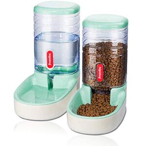 automatic pet feeder small&medium pets automatic food feeder and waterer set 3.8l, travel supply feeder and water dispenser for dogs cats pets animals