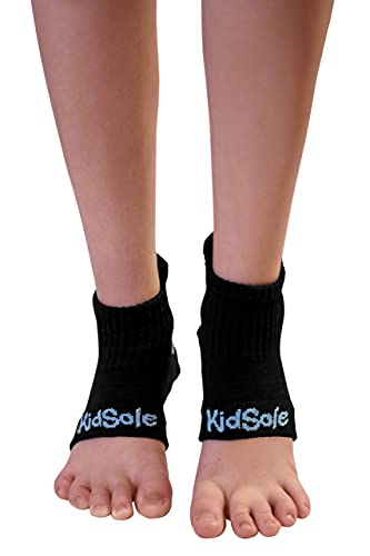 KidSole RX Gel Sports Sock for Kids with Heel Sensitivity from Severs Disease, Plantar Fasciitis (Toddler 11-2, Black)