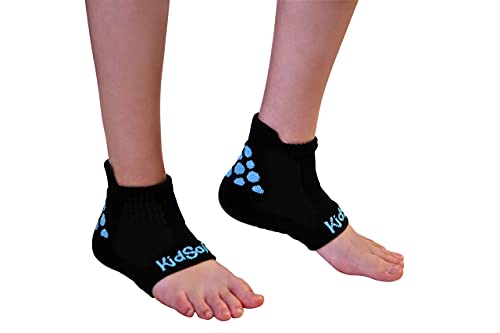 KidSole RX Gel Sports Sock for Kids with Heel Sensitivity from Severs Disease, Plantar Fasciitis (Toddler 11-2, Black)