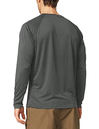 BALEAF Men's Sun Protection Shirts UV SPF T-Shirts UPF 50+ Long Sleeve Rash Guard Lightweight Hiking Summer Deep Gray Size L