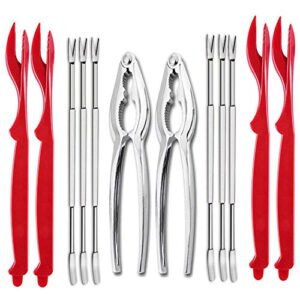 12 pcs crab leg crackers and tools set,mothers day gifts including 2 crab leg crackers, 4 lobster shellers and 6 crab forks/picks