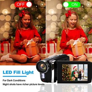 Vmotal Video Camera for Kids Camcorder 1080P 24 MP Digital Camera Recorder 2.8 Inch 270 Degree Rotation Screen Vlogging Camera YouTube TikTok Camcorder for Kids Teens Student Beginners Sensiors