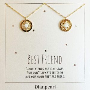 opal compass necklace, best friend necklace for 2, bff necklace, friendship necklace for 2, gold dainty necklace, christmas gift, graduation gifts, long distance