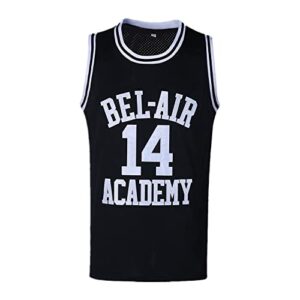 caiyoo #14 the fresh prince of bel air academy basketball jersey for men 90s hip hop clothing for party (black, x-large)