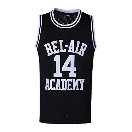 CAIYOO #14 The Fresh Prince of Bel Air Academy Basketball Jersey for Men 90S Hip Hop Clothing for Party (Black, X-Large)