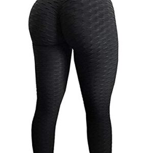 TIK Tok Leggings for Women Butt Lift Workout Leggings Tummy Control Yoga Pants High Waist Tiktok Butt Leggings A-Black