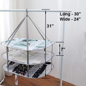 SNOMEL (2 Pack) 3-Tier Folding Clothes Drying Rack, Windproof Foldable Cloth Dryer with Fixing Band, Collapsible Hanging Laundry Rack for Sweater - Outdoor, Indoor, Potable