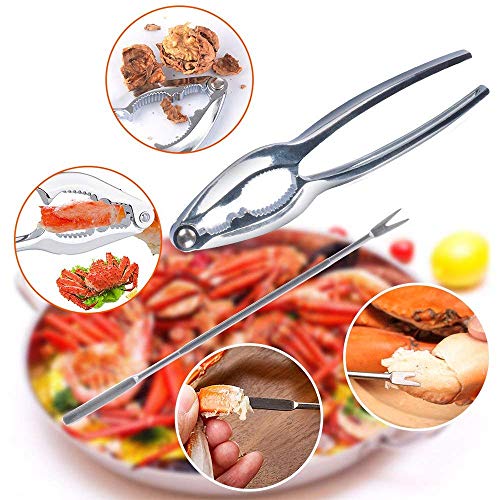 Crab Cracker Tool 8Pcs Stainless Steel Seafood Crackers Forks Nut Cracker Set Lobster Crackers Crab Leg Picks and Forks Seafood Tools Set (Style Two)