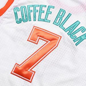 Flint Tropics Jackie Moon #33 Coffee Black #7 Semi Pro 90s Hip Hop Clothes for Party Men Basketball Jersey Green White (7 White, Medium)