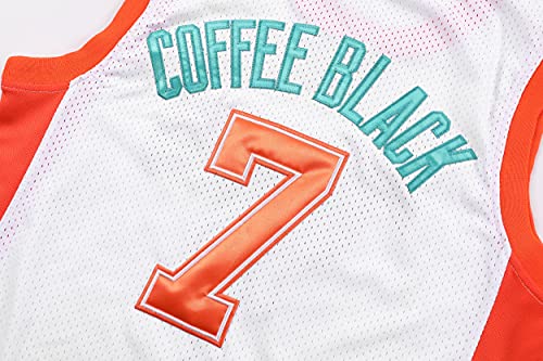 Flint Tropics Jackie Moon #33 Coffee Black #7 Semi Pro 90s Hip Hop Clothes for Party Men Basketball Jersey Green White (7 White, Medium)