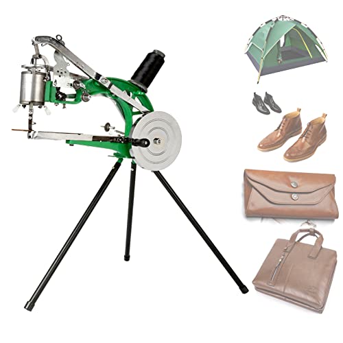 IRONWALLS Leather Sewing Machine, Heavy Duty Metal Manual Hand Cobbler Shoe Stitching Repair Mending Machine with Dual Cotton Nylon Line Canvas for Bags Tents Clothes Quilts, Coats, Trousers