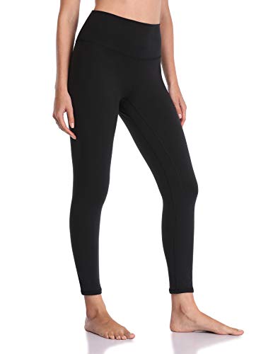 YUNOGA Women's Soft High Waisted Yoga Pants Tummy Control Ankle Length Leggings (XL, Black)