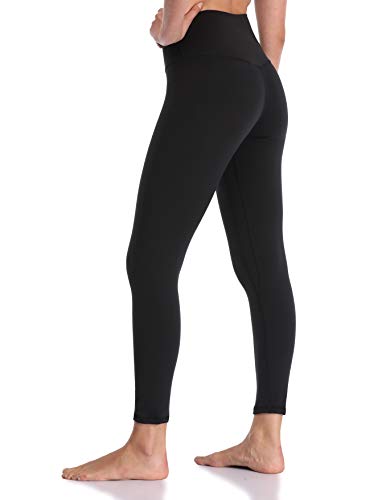 YUNOGA Women's Soft High Waisted Yoga Pants Tummy Control Ankle Length Leggings (XL, Black)