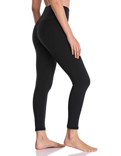 YUNOGA Women's Soft High Waisted Yoga Pants Tummy Control Ankle Length Leggings (XL, Black)