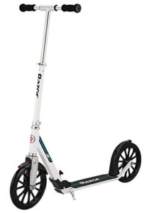 razor a6 kick scooter for kids ages 8+ - extra-tall handlebars & longer deck, 10" urethane wheels, anti-rattle technology, for riders up to 220 lbs