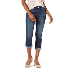 signature by levi strauss & co. gold women's mid-rise slim fit capris (standard and plus), blue laguna-waterless, 12
