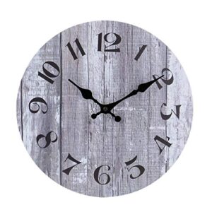 jomparis silent non-ticking wooden decorative wall clock quartz battery operated wall clocks vintage rustic country tuscan style gray wooden home decor round wall clock (10 inch)
