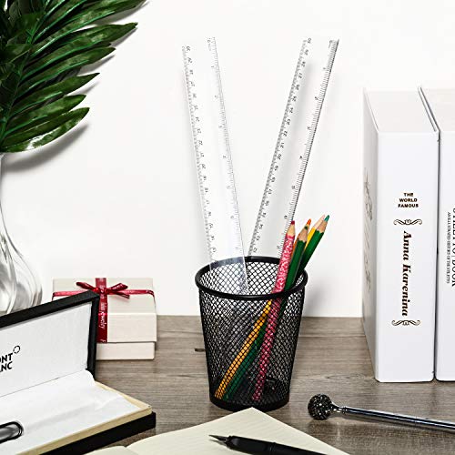 12 Inch Plastic Ruler Clear Ruler School Ruler with Inches and Metric Measuring Tool for Classroom, Home or Office (36 Packs)