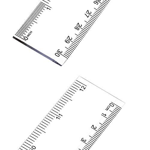 12 Inch Plastic Ruler Clear Ruler School Ruler with Inches and Metric Measuring Tool for Classroom, Home or Office (36 Packs)