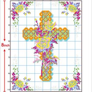 Printed Cross Stitch Kits 11CT 10X14 inch 100% Cotton Holiday Gift DIY Embroidery Starter Kits Easy Patterns Embroidery for Girls Crafts DMC Stamped Cross-Stitch Supplies Needlework The Cross Rose