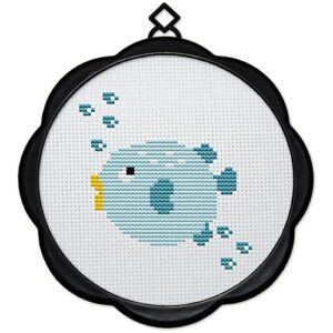 maydear full range of embroidery starter kits stamped cross stitch kits beginners for diy embroidery 11ct 3 strands - the fish mother 6.7 × 6.7 inch