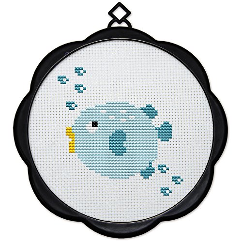 Maydear Full Range of Embroidery Starter Kits Stamped Cross Stitch Kits Beginners for DIY Embroidery 11CT 3 Strands - The Fish Mother 6.7 × 6.7 inch