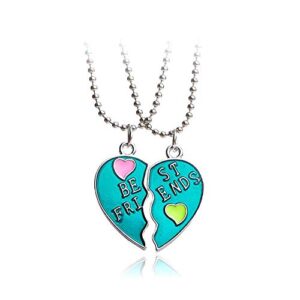 mjartoria bff necklace for 2-cute split heart pendant best friends forever friendship best friends necklaces for girls, sisters