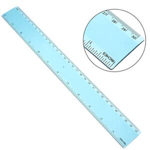 2 Pack Plastic Ruler Straight Ruler Plastic Measuring Tool for Student School Office (Blue, 12 Inch)