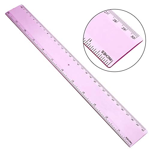 2 Pack Plastic Ruler Straight Ruler Plastic Measuring Tool for Student School Office (Pink, 12 Inch)