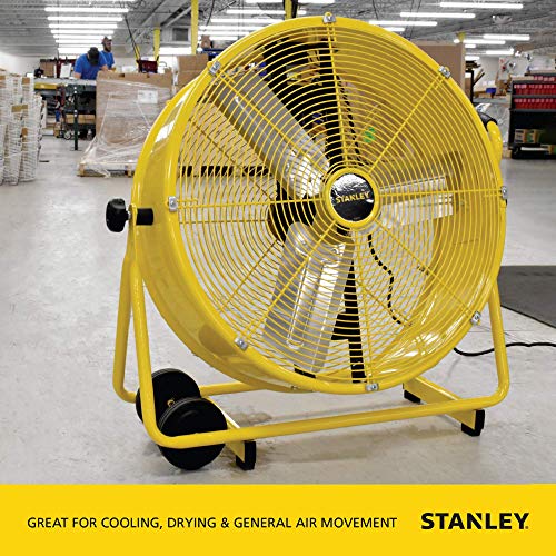 STANLEY 24 Inch Industrial High Velocity Drum Fan  for Commercial, Shop or Garage, All-Metal Construction, 2 Speed Settings, Portable (ST-24DCT)