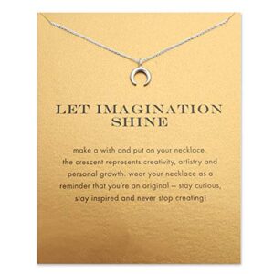 LANG XUAN Message Card Moon Pendant Necklace Friendship Unicorn Good Luck Elephant Pendant Chain Necklace with Gift Card