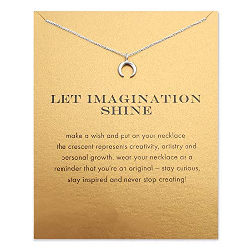 LANG XUAN Message Card Moon Pendant Necklace Friendship Unicorn Good Luck Elephant Pendant Chain Necklace with Gift Card