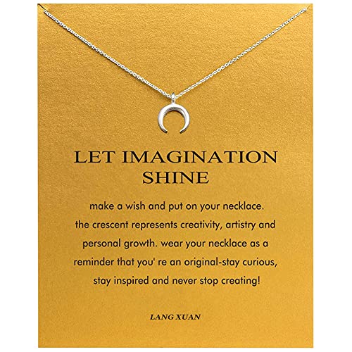 LANG XUAN Message Card Moon Pendant Necklace Friendship Unicorn Good Luck Elephant Pendant Chain Necklace with Gift Card