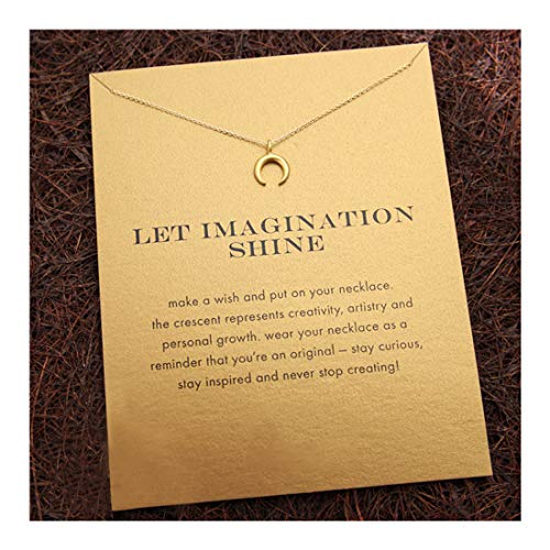 LANG XUAN Message Card Moon Pendant Necklace Friendship Unicorn Good Luck Elephant Pendant Chain Necklace with Gift Card