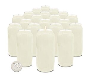 hyoola 7 day white prayer candles, 20 pack - 6" tall pillar candles for religious, memorial, party decor, vigil and emergency use - vegetable oil wax in plastic jar container