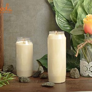 Hyoola 7 Day White Prayer Candles, 20 Pack - 6" Tall Pillar Candles for Religious, Memorial, Party Decor, Vigil and Emergency Use - Vegetable Oil Wax in Plastic Jar Container