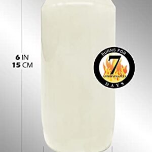 Hyoola 7 Day White Prayer Candles, 20 Pack - 6" Tall Pillar Candles for Religious, Memorial, Party Decor, Vigil and Emergency Use - Vegetable Oil Wax in Plastic Jar Container