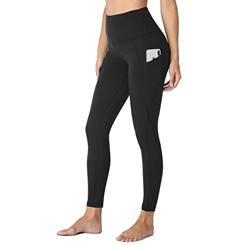 HLTPRO Leggings with Pockets for Women(Reg & Plus Size) - High Waist Tummy Control Yoga Pants with Pockets for Workout Black