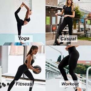 HLTPRO Leggings with Pockets for Women(Reg & Plus Size) - High Waist Tummy Control Yoga Pants with Pockets for Workout Black