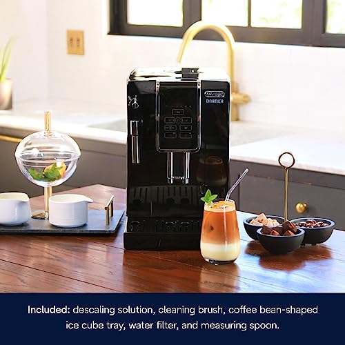 Dinamica Espresso Machine, Black - Automatic Bean-to-Cup Brewing, Built-In Steel Burr Grinder & Manual Frother - One-Touch Hot & Iced Coffee - Easy Cleanup