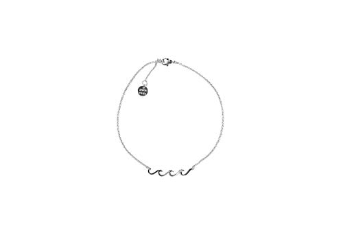 Pura Vida Silver Plated Delicate Wave Anklet - Brand Charm, Adjustable Band - Cable Chain