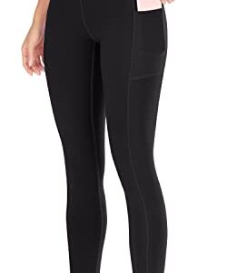 Ewedoos Women's Yoga Pants with Pockets - Leggings with Pockets, High Waist Tummy Control Non See-Through Workout Pants (EW320 Black, X-Large)