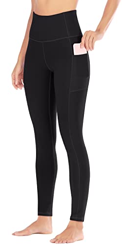 Ewedoos Women's Yoga Pants with Pockets - Leggings with Pockets, High Waist Tummy Control Non See-Through Workout Pants (EW320 Black, X-Large)