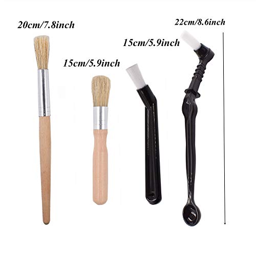 Coffee Machine Cleaning Brush Set 4 Pieces Coffee Cleaning Brush Wooden Cleaning Brush for Grinders and Nylon Espresso Brush for Coffee Machine Group Head