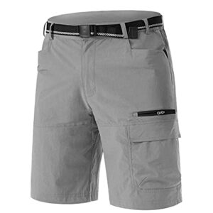 TACVASEN Men's Summer Outdoor Shorts Quick Dry Cargo Casual Shorts Light Grey, 38