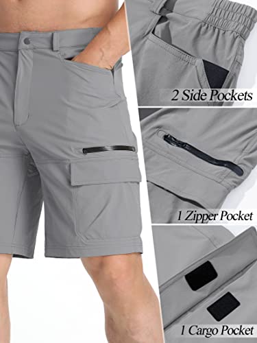 TACVASEN Men's Summer Outdoor Shorts Quick Dry Cargo Casual Shorts Light Grey, 38