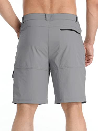 TACVASEN Men's Summer Outdoor Shorts Quick Dry Cargo Casual Shorts Light Grey, 38